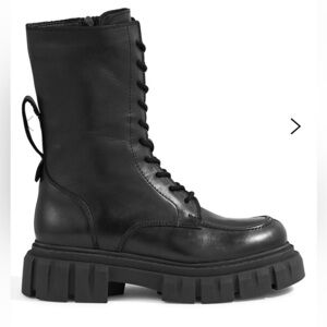 INUOVO Leather Black Chunky Combat Boots Women’s Size 6 Brand New Made in Turkey